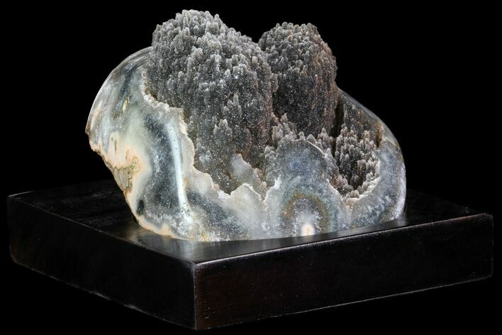 Druzy Quartz Stalactite Cluster On Wood Base - Uruguay #83887